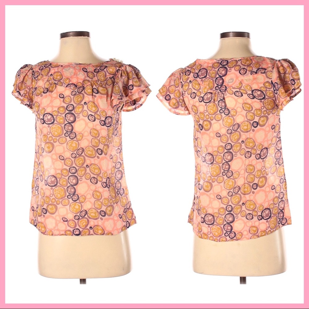 MARC JACOBS | Blush Silk Flounce Sleeve Blouse